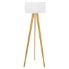Lampa na drewnianym trójnogu abażur biały LOTTA