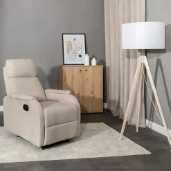 Lampa na drewnianym trójnogu abażur biały DOVE