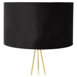 Lampa na złotym trójnogu abażur welur czarny INGA