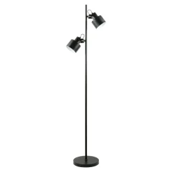 Lampa podłogowa 2 reflektory czarna DRACO