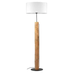 Lampa podłogowa drewniana podstawa biały abażur PINO