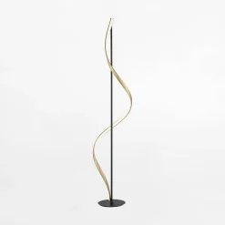 Lampa podłogowa LED Wi-Fi czarno-złota Q-SWING z pilotem