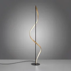 Lampa podłogowa LED Wi-Fi czarno-złota Q-SWING z pilotem