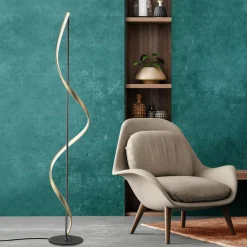 Lampa podłogowa LED Wi-Fi czarno-złota Q-SWING z pilotem