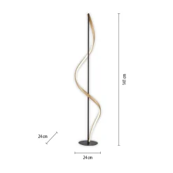 Lampa podłogowa LED Wi-Fi czarno-złota Q-SWING z pilotem