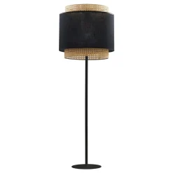 Lampa podłogowa rattanowa czarna BOHO 145 cm