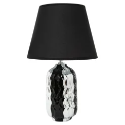 Lampa stołowa ceramiczna czarno-srebrna, 38 cm