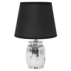 Lampa stołowa ceramiczna czarno-srebrna 26 cm