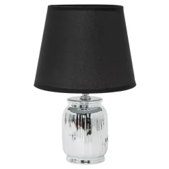 Lampa stołowa ceramiczna czarno-srebrna 26 cm
