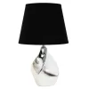 Lampa stołowa ceramiczna czarno-srebrna 31 cm