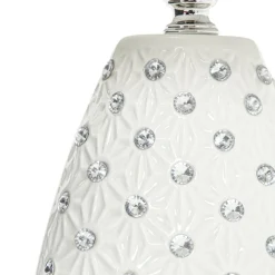 Lampa stołowa ceramiczna glamour biała 41 cm