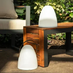 Lampa stołowa dekoracyjna LED biało-brązowa LUKA 30 cm