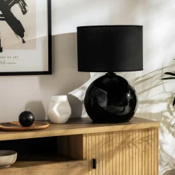 Lampa stołowa nocna czarna PALLA