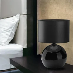 Lampa stołowa nocna czarna PALLA