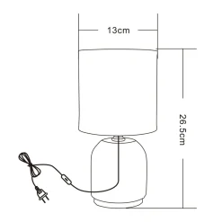 Lampa stołowa nocna szara 26,5 cm