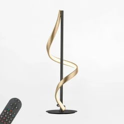 Lampa stołwa LED Wi-Fi czarno-złota Q-SWING z pilotem