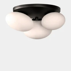 Lampa sufitowa 3 klosze biało-czarna UFO 34x37 cm