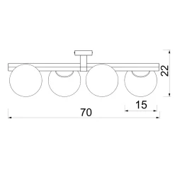 Lampa sufitowa 4 klosze kule czarno-złota IDRIS IV