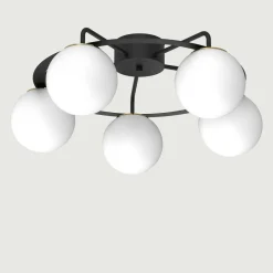 Lampa sufitowa 5 kloszy kule czarno-złota BALLO V