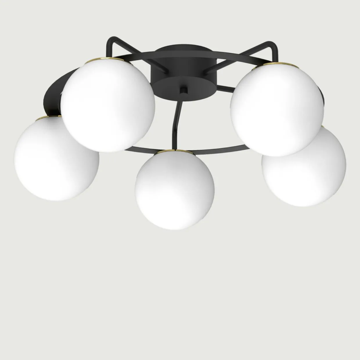 Lampa sufitowa 5 kloszy kule czarno-złota BALLO V
