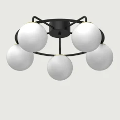 Lampa sufitowa 5 kloszy kule czarno-złota BALLO V