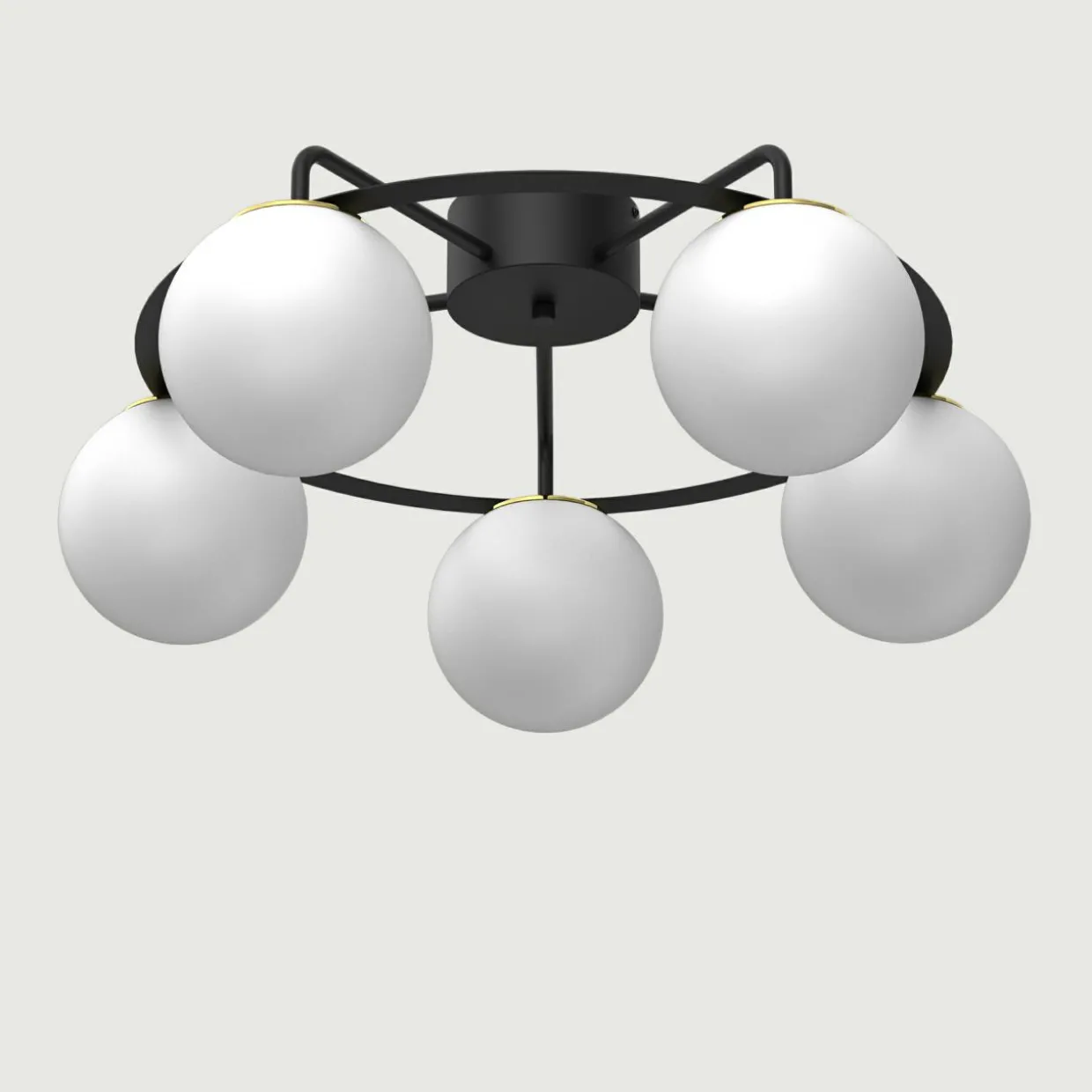 Lampa sufitowa 5 kloszy kule czarno-złota BALLO V