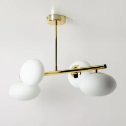 Lampa sufitowa 4 owalne klosze złota MILO 68x30 cm