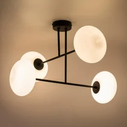 Lampa sufitowa 4 owalne klosze czarna MILO 60x60 cm