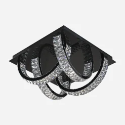 Lampa sufitowa 4 pierścienie czarna TULA na pilota