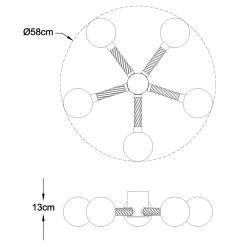 Lampa sufitowa 5 ramion kule złota MIDA