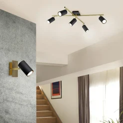 Lampa sufitowa 5 reflektorów czarno-złota MARLEY