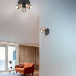 Lampa sufitowa 3 reflektory kawowa czarna GILLAN