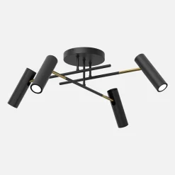 Lampa sufitowa 4 regulowane reflektory czarno-złota AXION