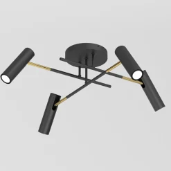 Lampa sufitowa 4 regulowane reflektory czarno-złota AXION