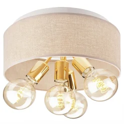 Lampa sufitowa abażur beżowy złota CARINA 4