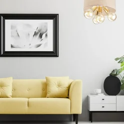 Lampa sufitowa abażur beżowy złota CARINA 4