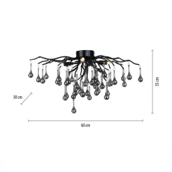 Lampa sufitowa czarna ICICLE fi 60 cm