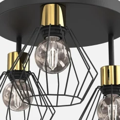 Lampa sufitowa czarno-złota PARKLA BASKET III
