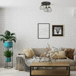 Lampa sufitowa czarno-złota PARKLA BASKET III