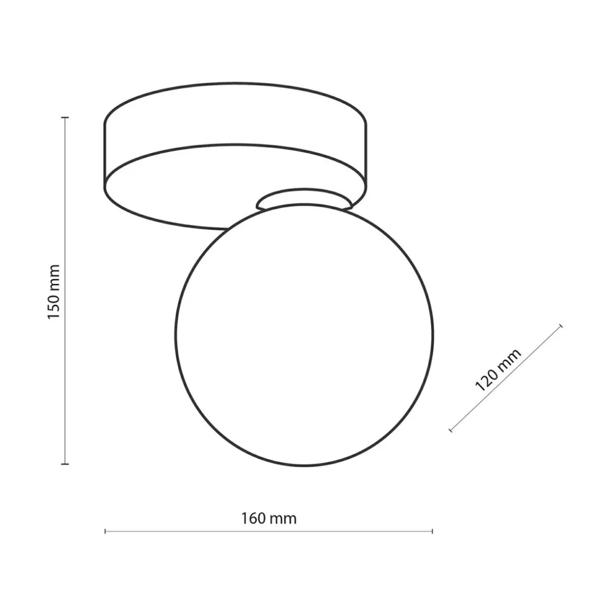 Lampa sufitowa kula czarna BIANCA