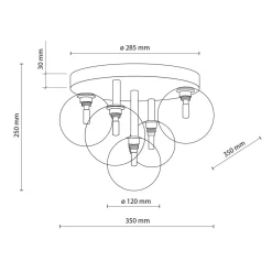 Lampa sufitowa kule czarno-złota NILOS 5