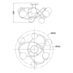Lampa sufitowa kule czarno-złota NISYRO 8