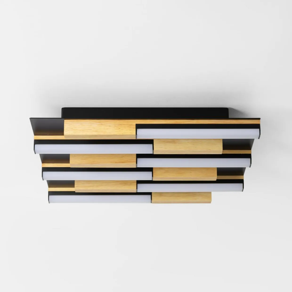 Lampa sufitowa LED czarna drewniana ELIOT