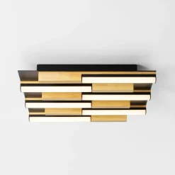 Lampa sufitowa LED czarna drewniana ELIOT