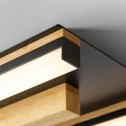 Lampa sufitowa LED czarna drewniana ELIOT
