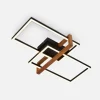 Lampa sufitowa LED prostokątna 2 ramki czarna drewno FRAME 50,5 cm