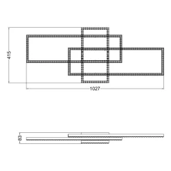 Lampa sufitowa LED ramka czarna ERVI z pilotem