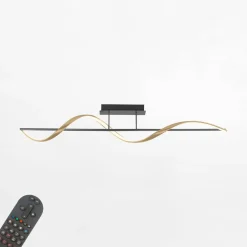 Lampa sufitowa LED Wi-Fi czarno-złota Q-SWING z pilotem