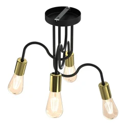 Lampa sufitowa loftowa czarno-złota DOW IV