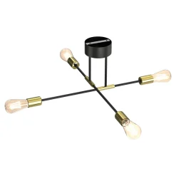 Lampa sufitowa loftowa czarno-złota FLAME